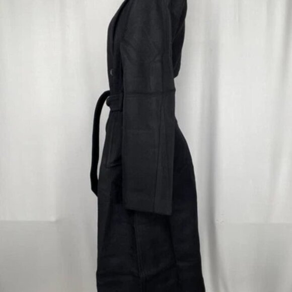 NEW MADEWELL Womens Trench Coat True Black Size S Double Breasted Waist Tie - Picture 7 of 9